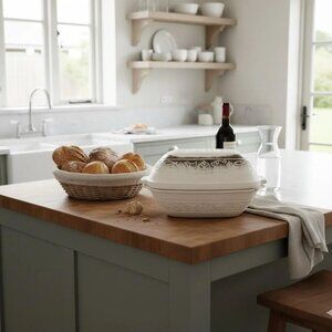 Vintage West German Romertopf Clay Baker: Terra Cotta Roasting Pan